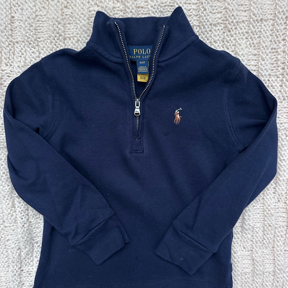 Polo Ralph Lauren Navy Blue Zip-Up Interlock Pullover